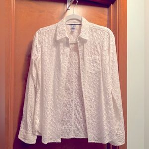 Open lace white blouse